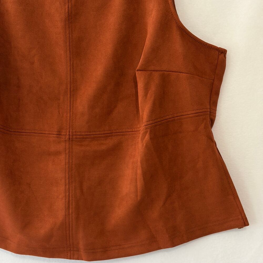 Eloquii Sleeveless Blouse Womens Plus 22 Brown Faux Suede High Neck Tank Top - Picture 5 of 11